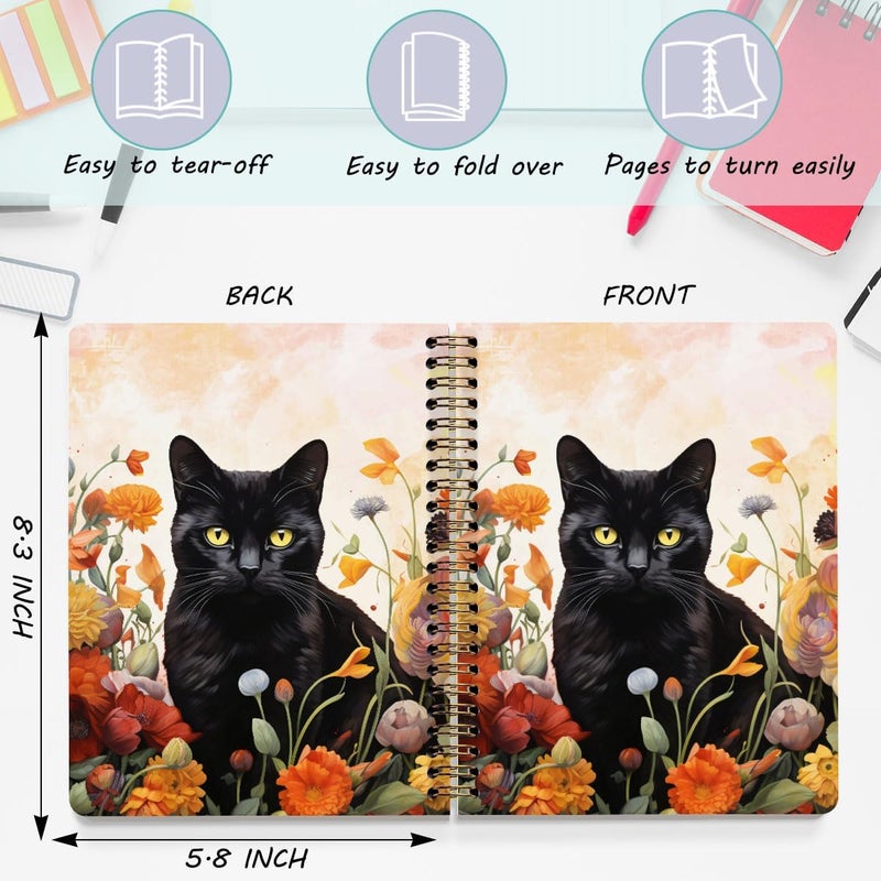 CQM 2 Packs Cat Spiral Notebook Aesthetic College Ruled Journaling Notebooks Cat Themed Gifts for Women Educator Coworker Friend Hardcover Notebook Journals for Writing Classroom Office Home Supplies - Image 2